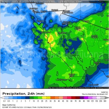 Prevén lluvias y fuertes vientos en Baja California este miércoles 7 de enero