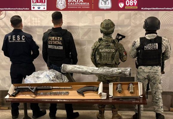 Incautan armamento y equipo táctico en Valle de las Palmas