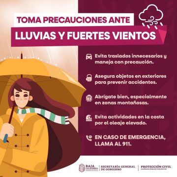 Prevén lluvias fuertes la tarde de este jueves en Baja California