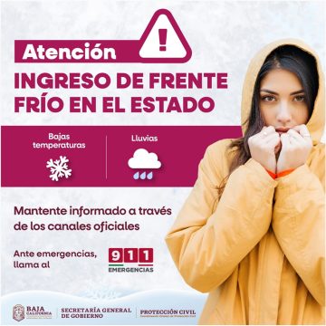 Lluvias, viento y frío por ingreso del frente frío 34 en Tijuana