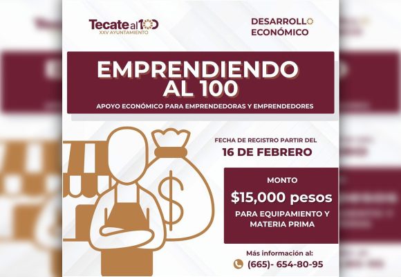 Abren convocatoria en Tecate para apoyar emprendedores con hasta 15 mil pesos