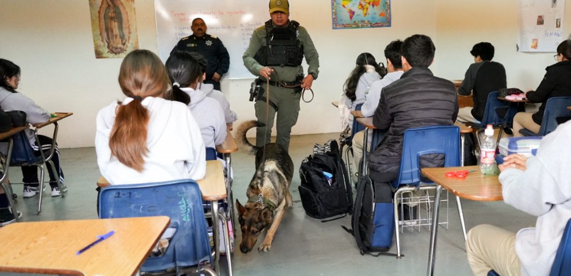 Revisan mochilas en el Colegio Cristóbal Colón para reforzar prevención escolar