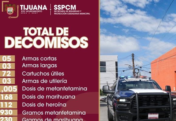 Decomisan armas y drogas en operativos