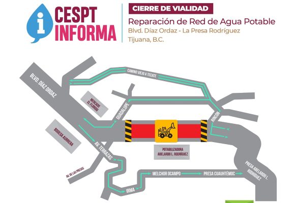 Cierre nocturno en Díaz Ordaz por reparación