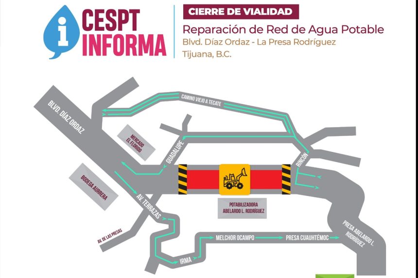 Cierre nocturno en Díaz Ordaz por reparación