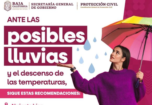 Lluvias aisladas y baja temperatura hoy en BC
