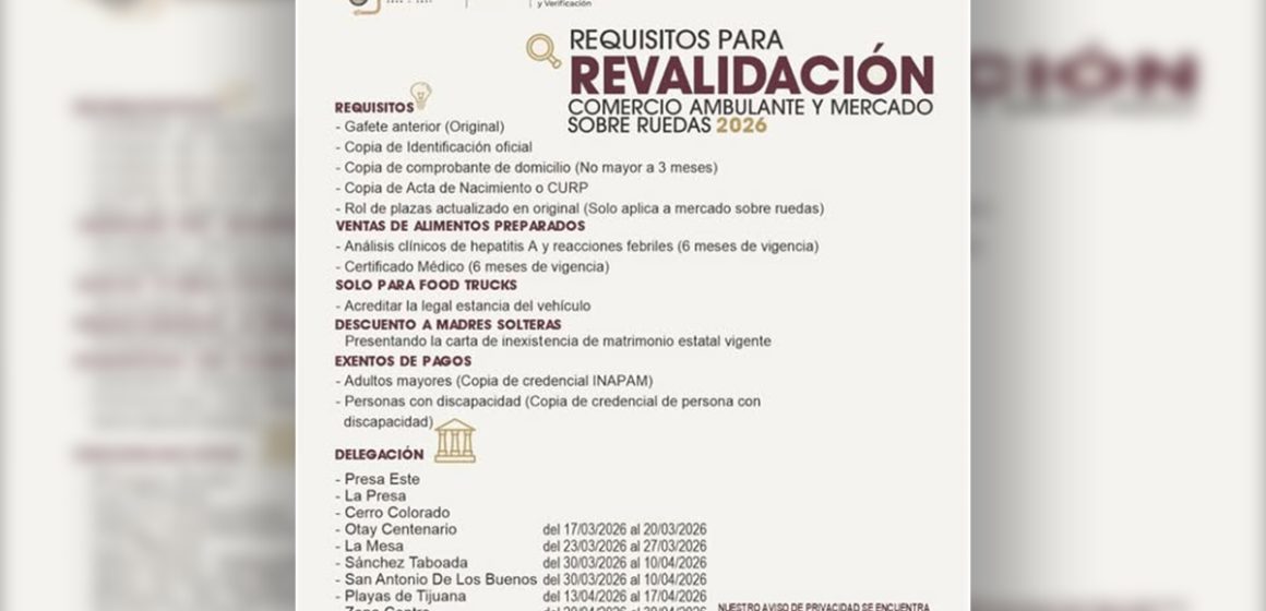 gdfgfd Comerciantes ambulantes y de sobreruedas deberán revalidar permisos en Palacio Municipal