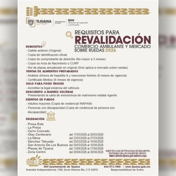 Comerciantes ambulantes y de sobreruedas deberán revalidar permisos en Palacio Municipal