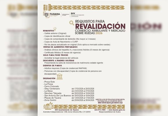 Comerciantes ambulantes y de sobreruedas deberán revalidar permisos en Palacio Municipal