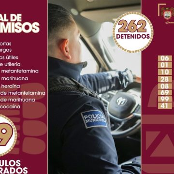 Aseguran 17 armas y detienen a 262 personas