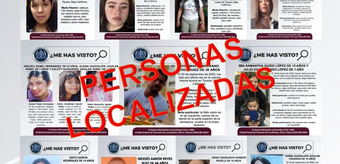 Localizan a 14 desaparecidos en Tijuana y Rosarito