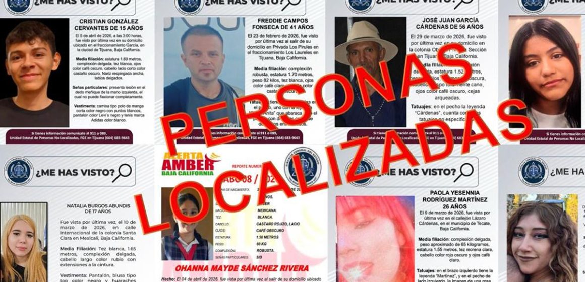 Localiza FGE a 8 personas desaparecidas en Baja California