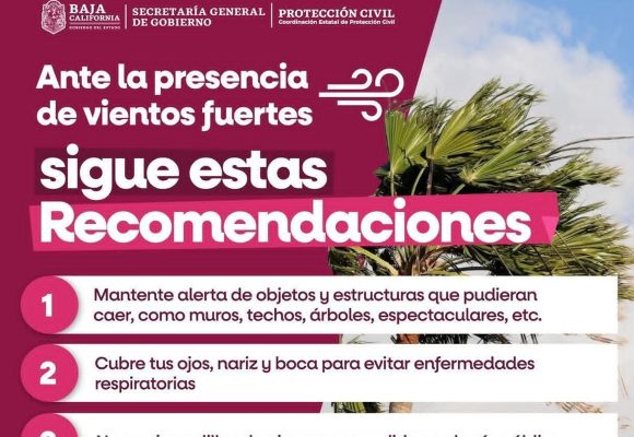 Vientos fuertes y tolvaneras en la región