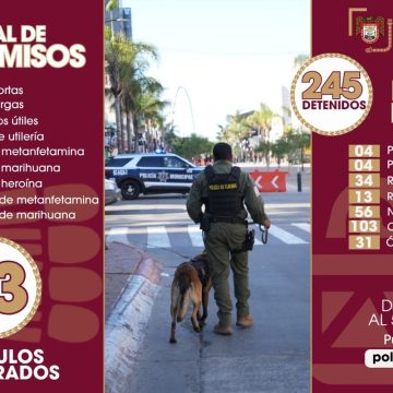 Aseguran a 245 personas y decomisan drogas