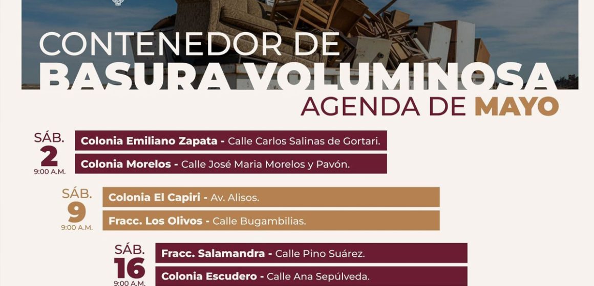 Tecate anuncia jornadas de recolección de basura voluminosa