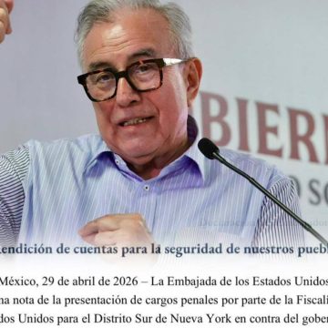 Imputan en EU al gobernador de Sinaloa; advierten que irán contra la corrupción