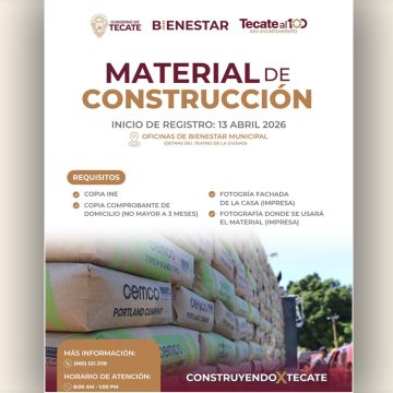 Abren convocatoria en Tecate para apoyo con material de construcción