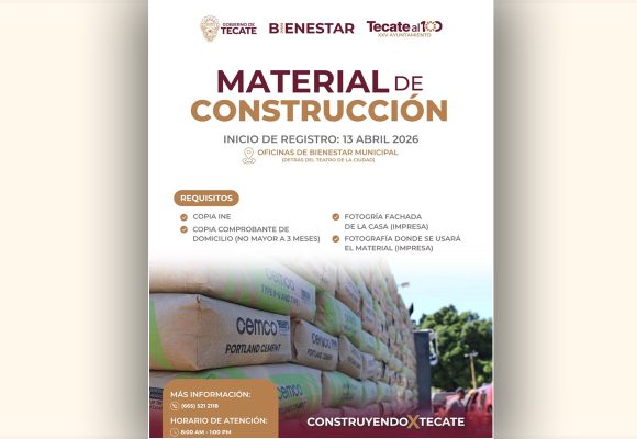 Abren convocatoria en Tecate para apoyo con material de construcción