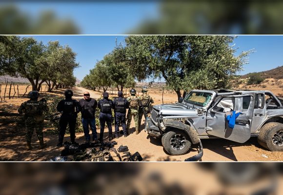 Aseguran a presunto jefe criminal con armas, droga y vehículo robado