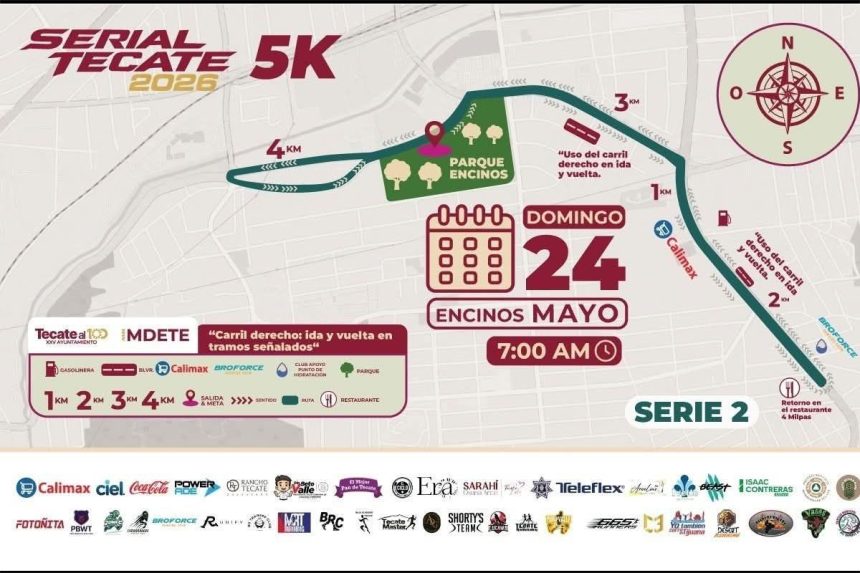 Cierran parcialmente vialidades en Tecate por carrera atlética