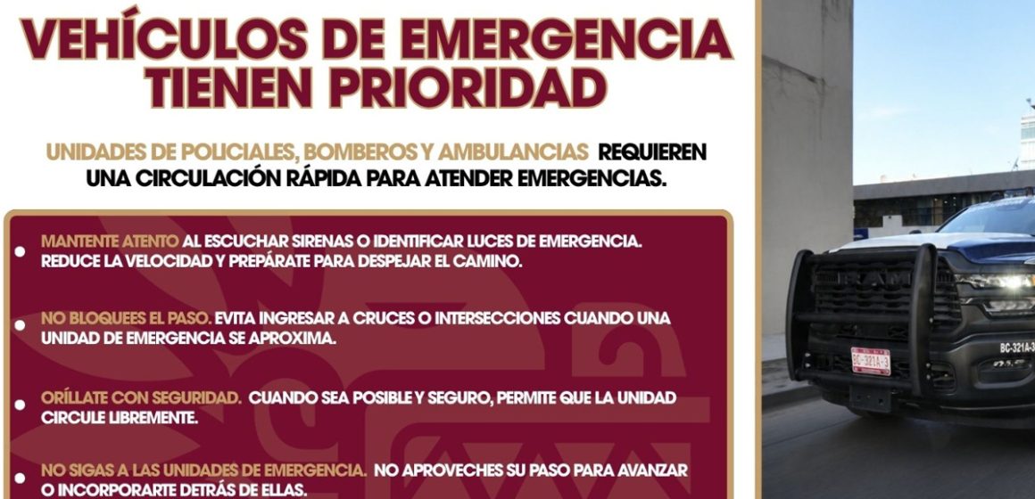 Exhortan a ceder paso a emergencias